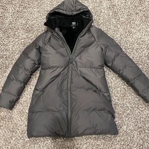 Charcoal Gray Quilted Puffer Coat